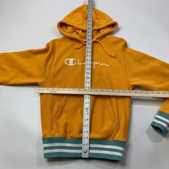 Champion Sweatshirt Mens XS Extra Small Duckling Yellow Reverse Weave Hoodie - Picture 4 of 10